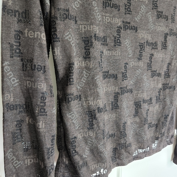 FENDI Vtg Y2K 2001 Brown tissue SHEER LOGO top blouse see through size XS SMALL - Picture 2 of 8